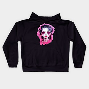 Goth Girl Pink Lipstick Kids Hoodie